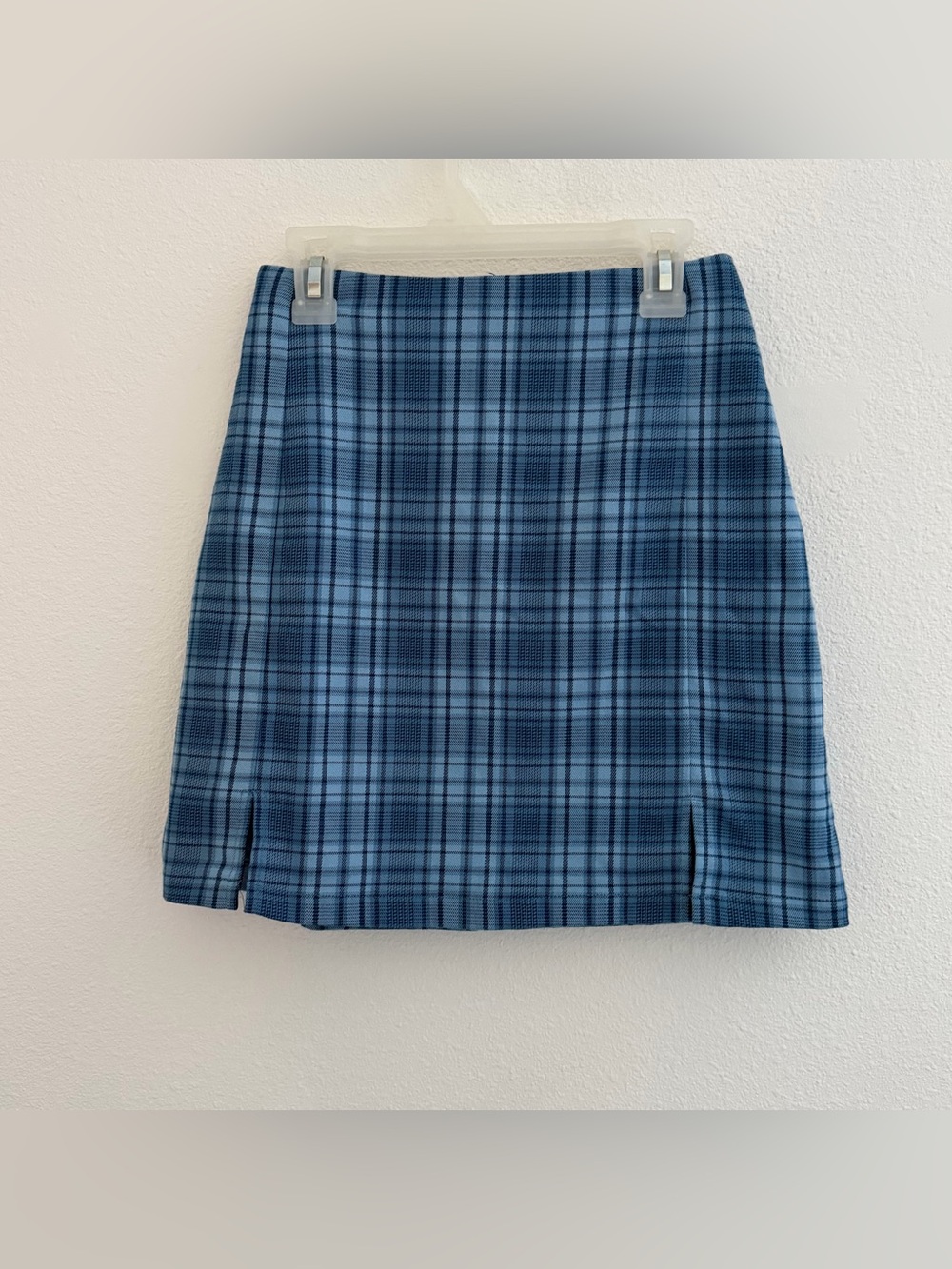 Brandy Melville blue plaid mini skirt